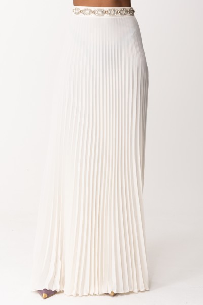 Elisabetta Franchi  Długa plisowana spódnica z haftem GO05037E2 BURRO