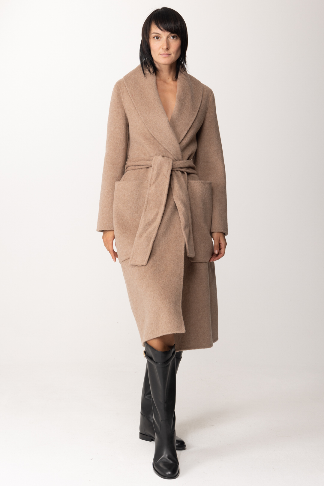 Preview: Alessia Santi Coat with belt and maxi pockets Nude