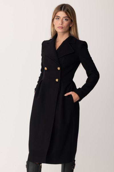 Elisabetta Franchi  Długi płaszcz z domieszką wełny CP00236E2 NERO