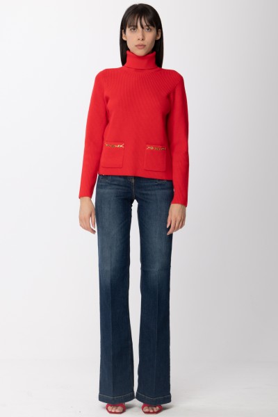 Elisabetta Franchi  Ribbed turtleneck sweater with pockets MK49S26E2 KISS