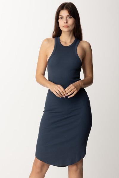 Replay  Fitted ribbed midi dress W9017A00023687G BLUE DENIM
