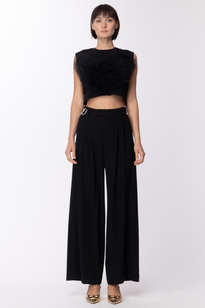 Aniye By  Dolly crop top with tulle 185879 BLACK