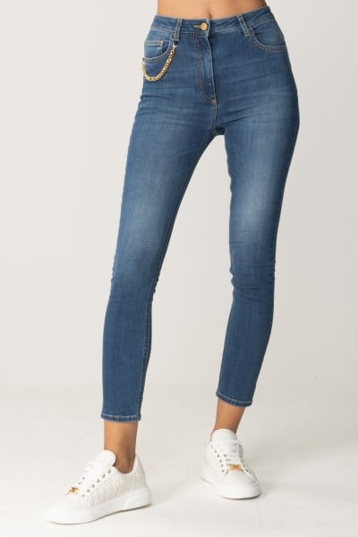 Elisabetta Franchi  Skinny jeans with chain PJ20S36E2 BLUE DENIM