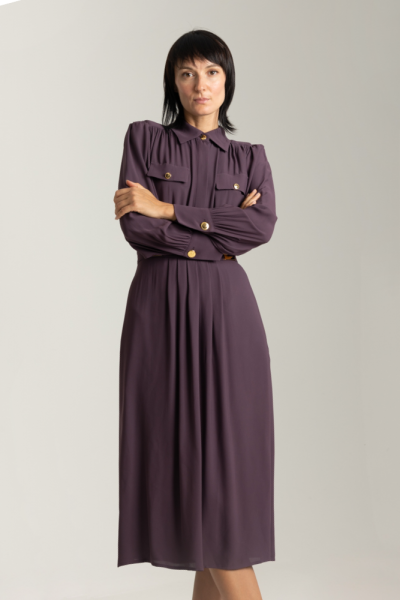 Elisabetta Franchi  Sukienka koszulowa z naszywkami z logo AB41936E2 PRUGNA