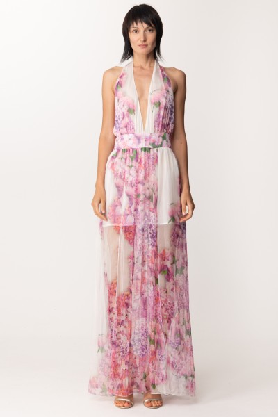 Just Cavalli  Tulle long dress with floral print S04CT1230 White Variant