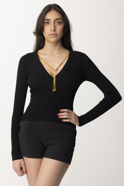 Elisabetta Franchi  Ribbed top with necklace MK39S41E2 NERO
