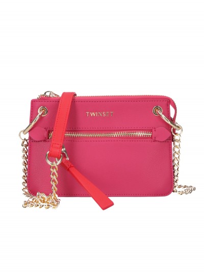 Twin-Set  Small crossbody bag with gold chain and details 201TO8182 BIC.JAZZ/GERANIUM