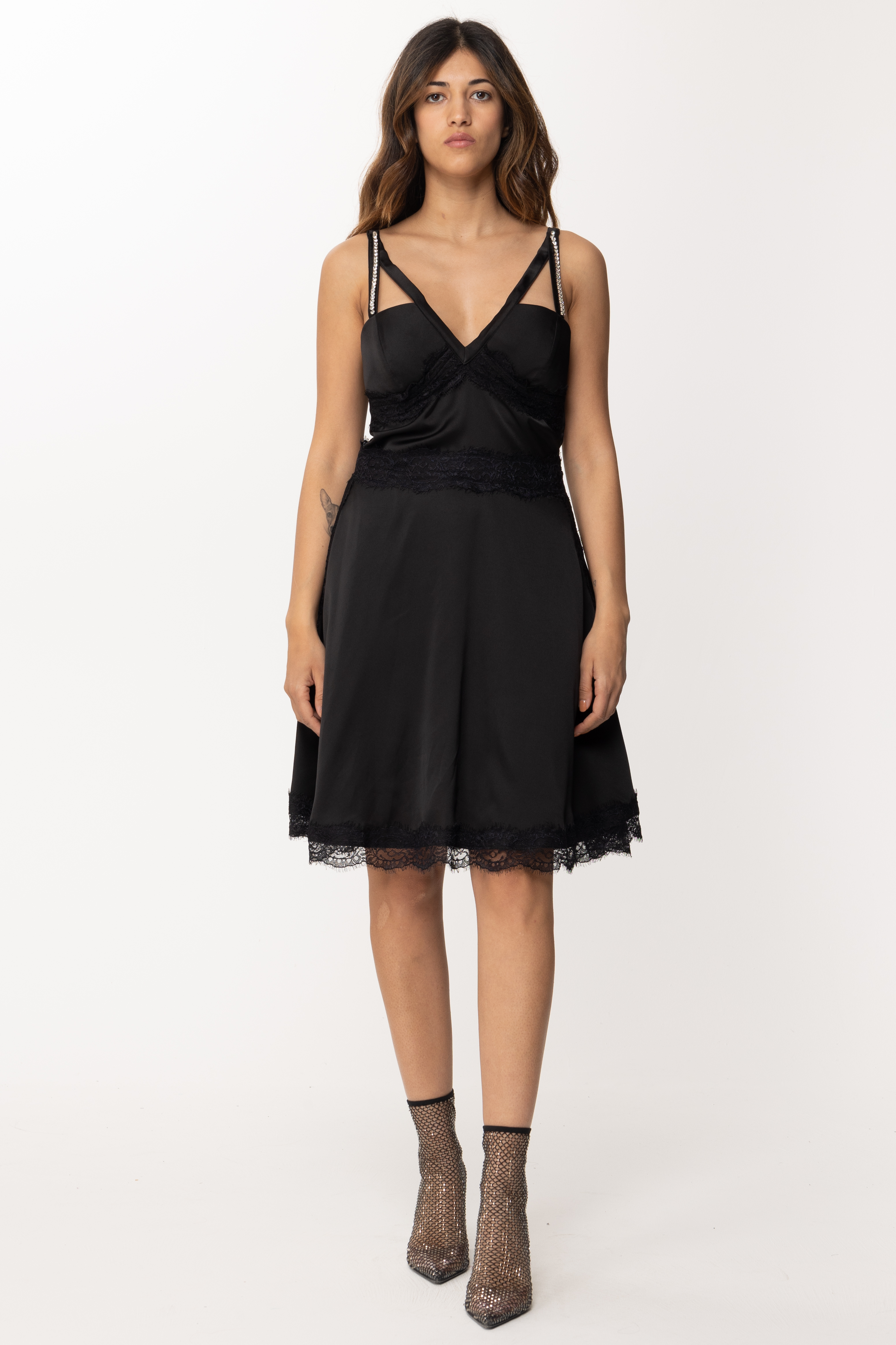 Preview: Gaelle Paris Mini lingerie dress with lace inserts Nero