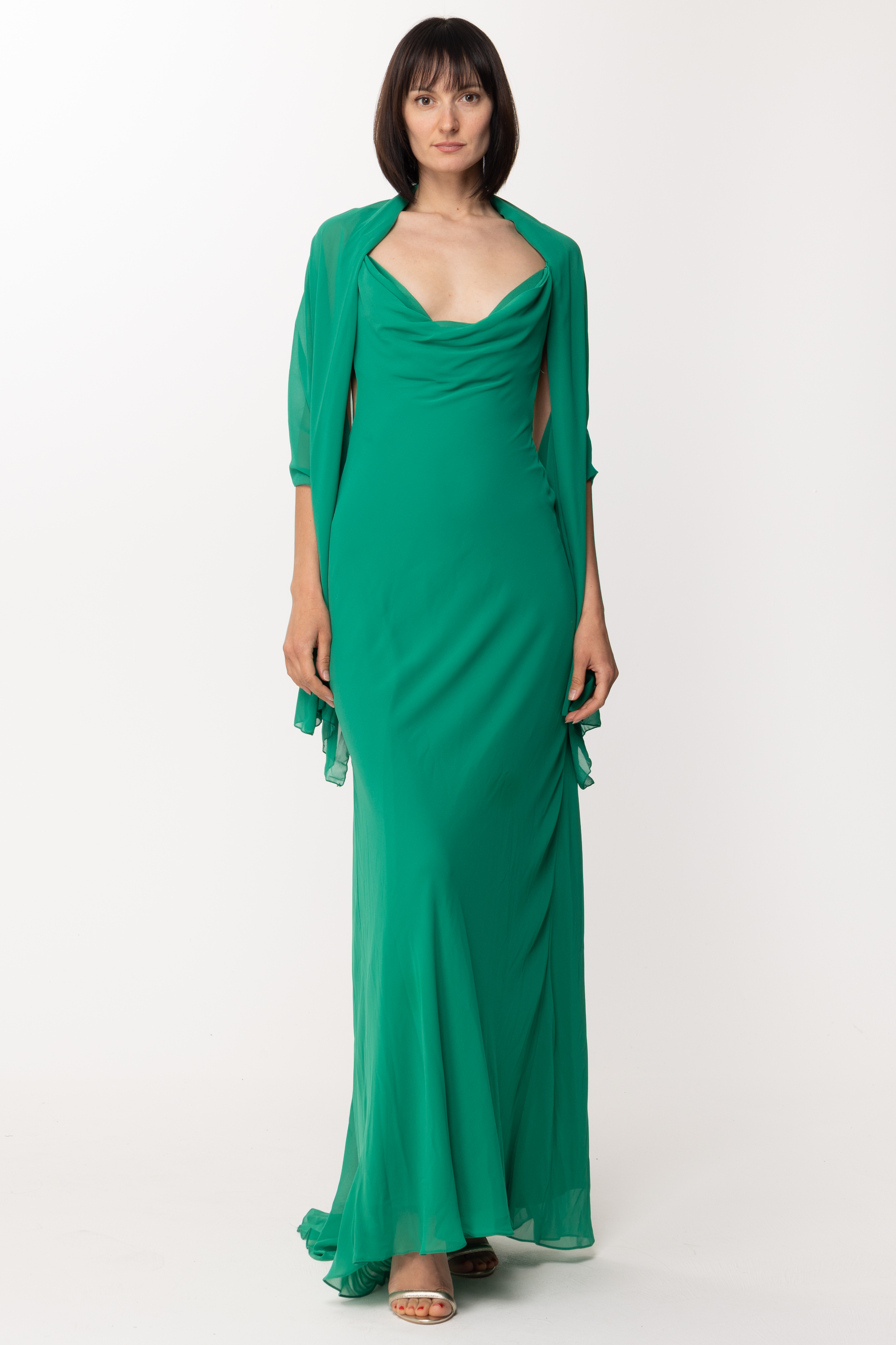 Podgląd: Fabiana Ferri Długa rozkloszowana sukienka Verde