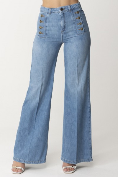 Twin-Set  Ausgestellte Jeans mit Knöpfen an den Seiten 241TP2631 DENIM MEDIO