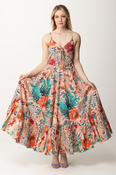 Guess  Langes bedrucktes Kleid mit Volant 4GGK37 9871Z AMAZONIA DAYDREAM