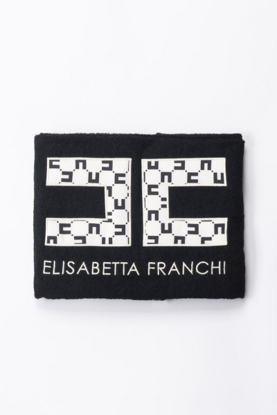 ELISABETTA FRANCHI BAMBINA  Ręcznik plażowy z haftowanym logo EFAV091CSP003.D372 BLAC/BUTTER