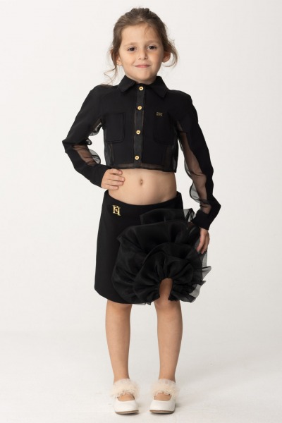 ELISABETTA FRANCHI BAMBINA  Skirt with organza detail EFGO1580TV665.N000 BLACK