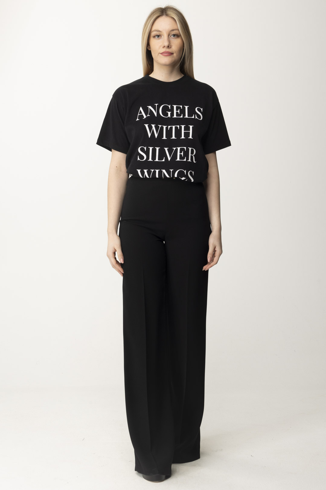 Preview: Elisabetta Franchi Printed Slogan T-shirt Nero