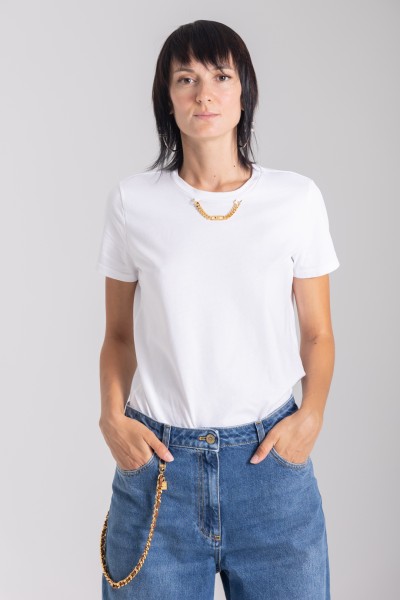 Elisabetta Franchi  T-Shirt mit Kette MA01536E2 GESSO