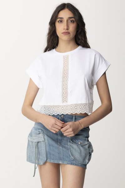 Twin-Set  Crop t-shirt with trimmingsCrop t-shirt with trimmings 241TT2263 BIANCO OTTICO