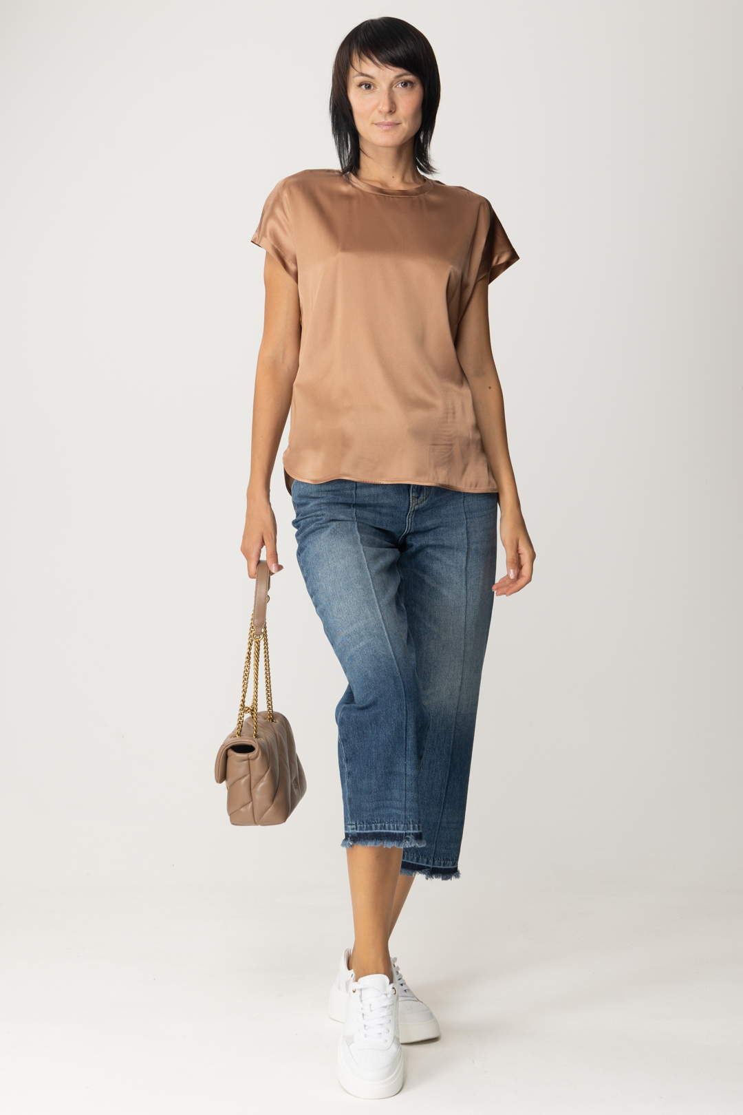 Preview: Pinko Satin blouse shirt CAFFELATTE SC