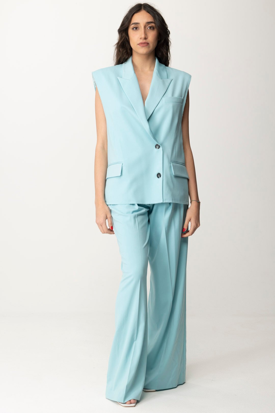 Preview: Aniye By Palazzo trousers with pleats ACQUA