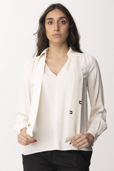 Elisabetta Franchi  Camisa con pañuelo con logo CA02341E2 BURRO