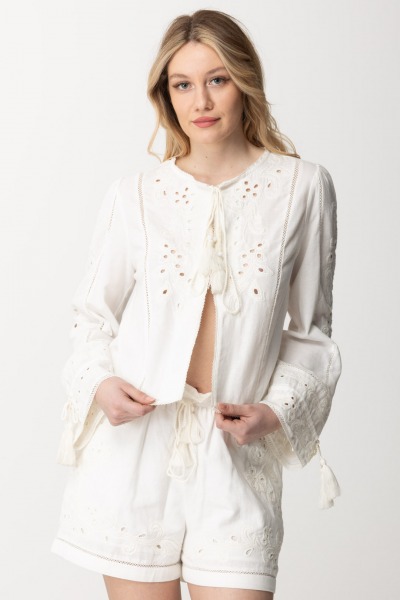 Twin-Set  Jacket with embroidery and drawstring 241TT2010 BIANCO OTTICO