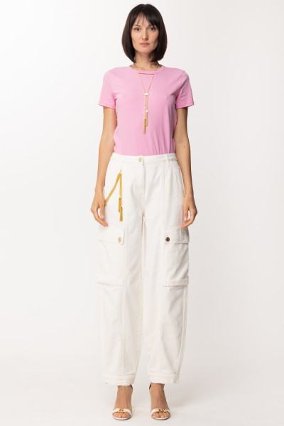 Elisabetta Franchi  T-shirt with necklace and tassel MA01231E2 BUBBLE