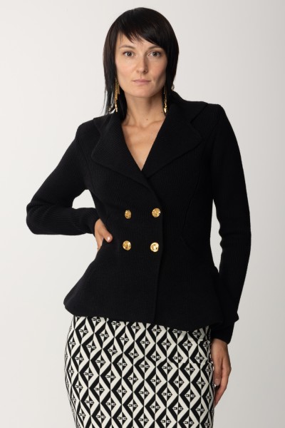 Elisabetta Franchi  Double-breasted knit jacket with gode MK82Q36E2 NERO