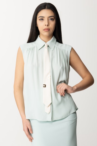 Elisabetta Franchi  Sleeveless shirt with tie CA03941E2 ACQUA
