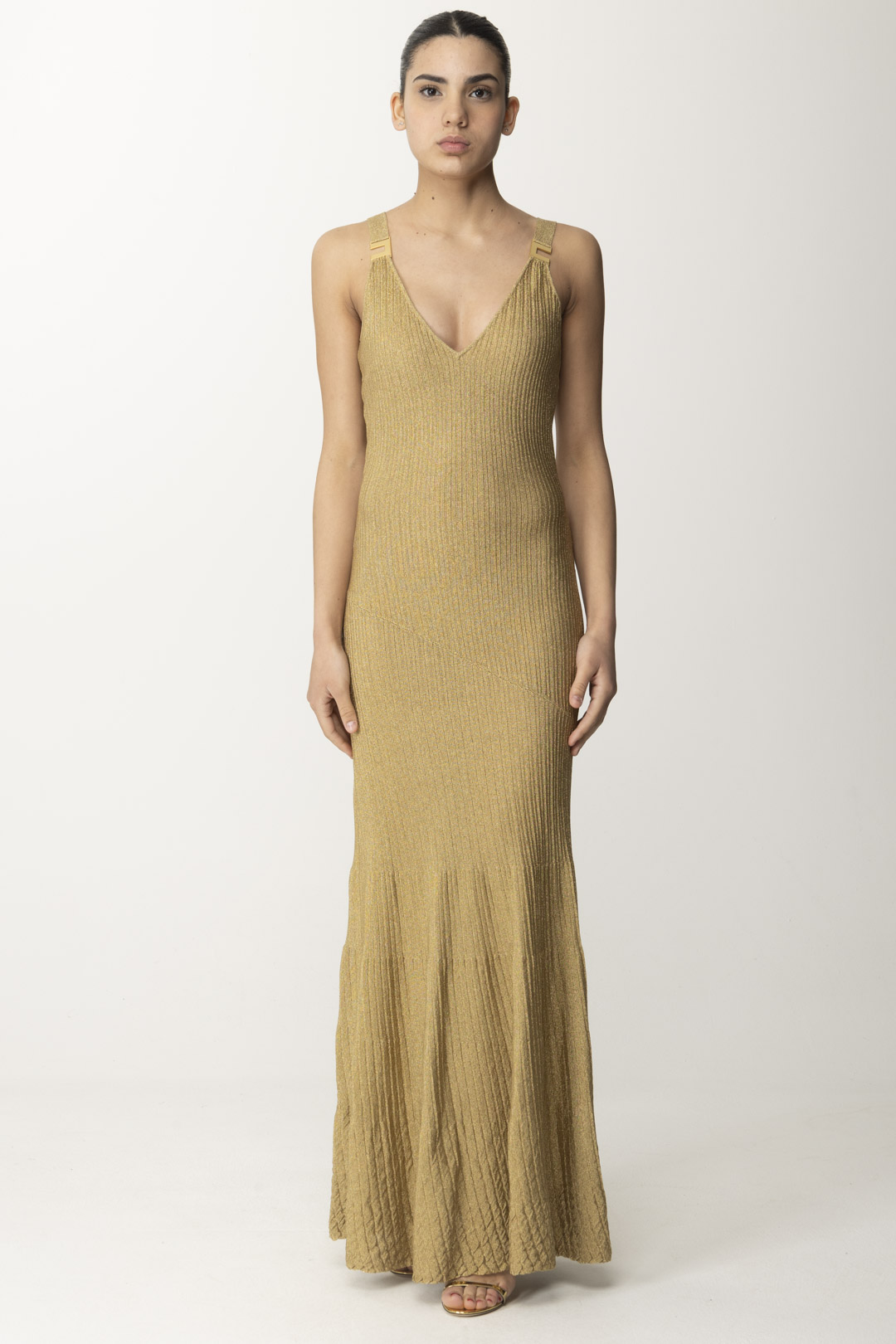 Vista previa: Elisabetta Franchi Vestido metalizado de alfombra roja Oro