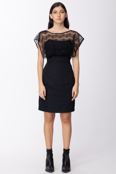 Mangano  Short black sheath dress with lace. A15PMNG00029