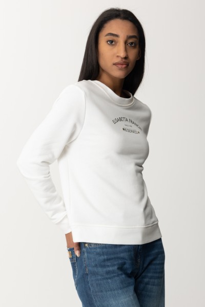 Elisabetta Franchi  Rundhals-Sweatshirt mit „Reserved“-Print MD00241E2 AVORIO
