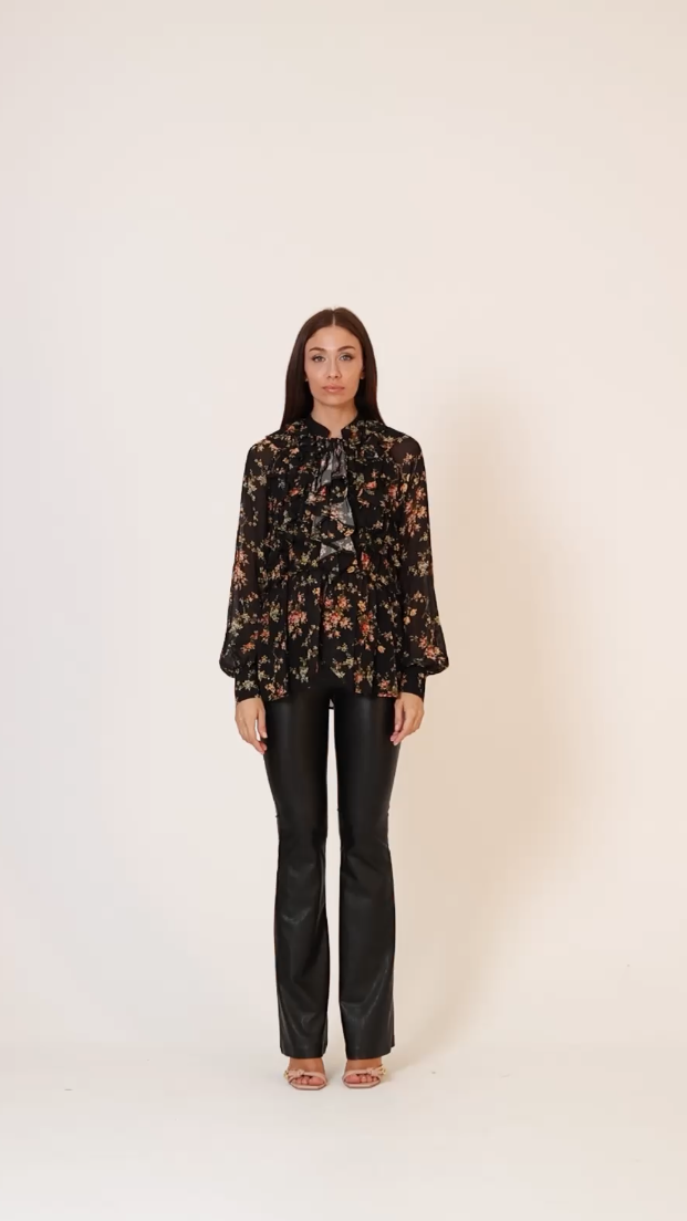 Preview: Aniye By Bobby Blouse with floral motif BLACK BLOOM