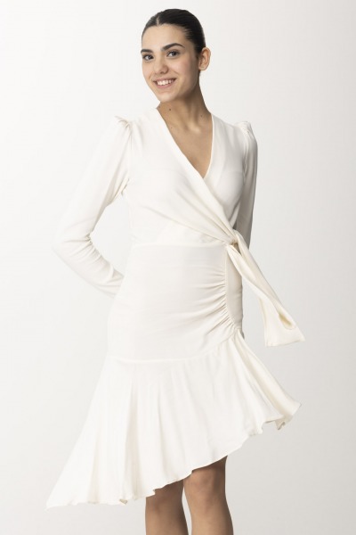 Elisabetta Franchi  Asymetryczna sukienka midi z węzłem z boku ABT4442E2 BURRO