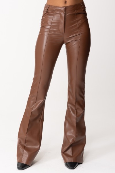 Simona Corsellini  Flared leather trousers A23CPPA016 TOFFEE