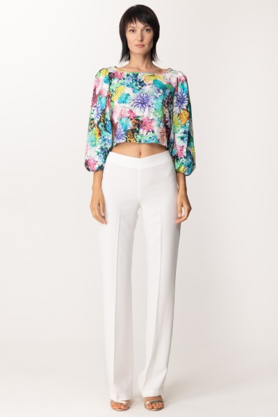 Just Cavalli  Crop cut blouse with floral motif S04NC0322 Multicolor Variant