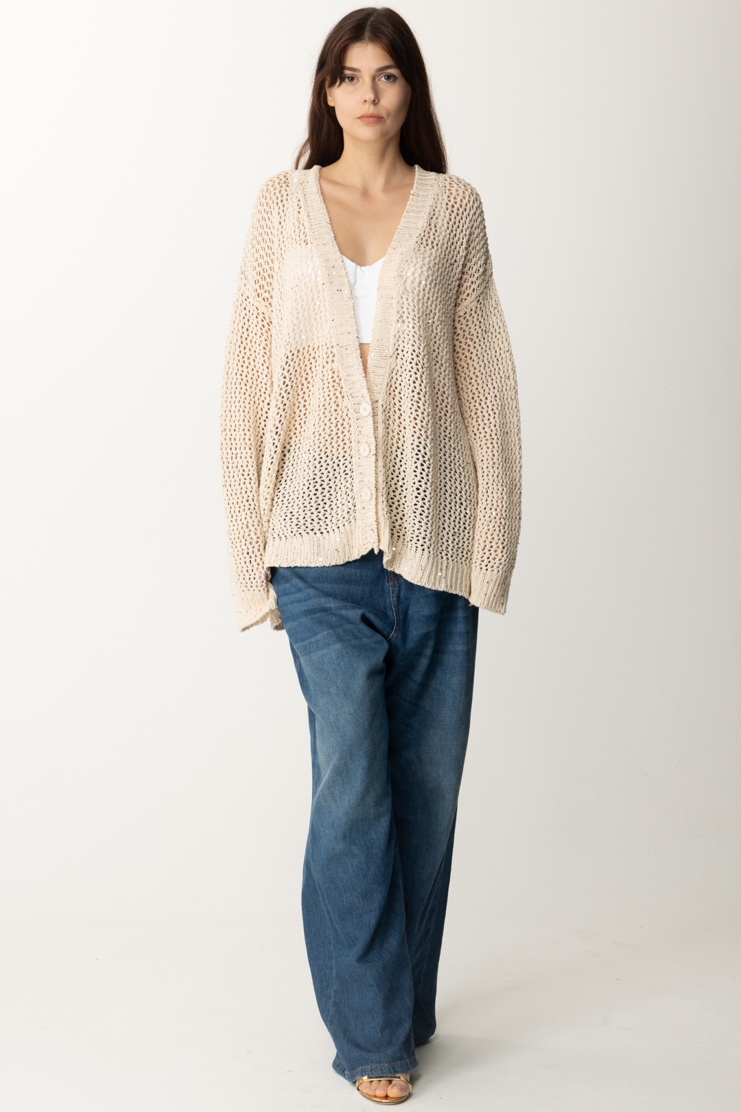 Preview: Aniye By Oversized Sequin Fay Cardigan MILK