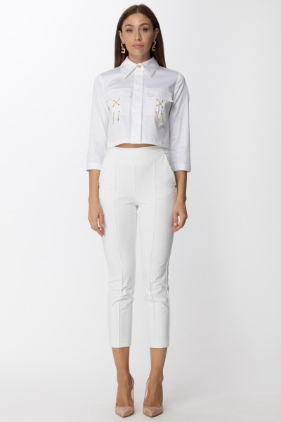 Elisabetta Franchi  Short shirt with lace-up pockets CA02526E2 BIANCO