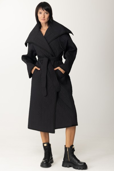 Elisabetta Franchi  Padded coat with diamond pattern PI64D36E2 NERO