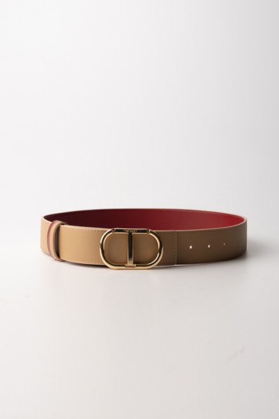 Twin-Set  Reversible leather belt with Oval T logo 232TO550B BIC. ROSSO ARDENTE/L