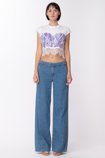 Aniye By  Nyta crop top with print and lace 185880 WHITE PURPLE