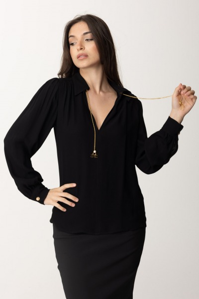 Elisabetta Franchi  Wide shirt with collar accessory CAT3041E2 NERO