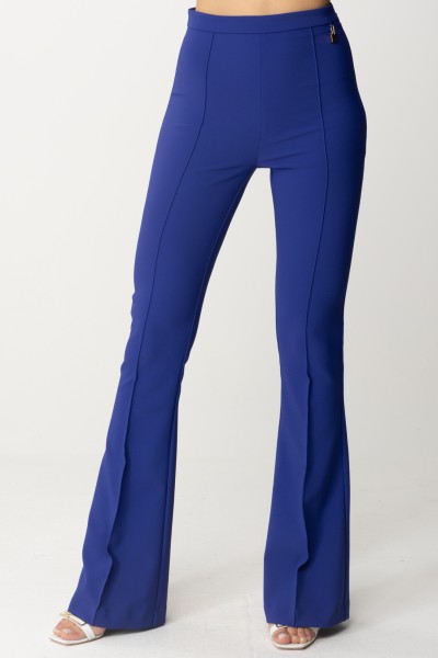 Elisabetta Franchi  Flare trousers with C charms PA02641E2 BLUE INDACO