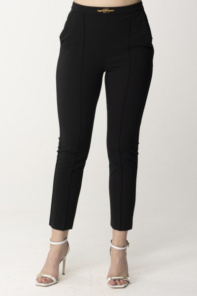 Elisabetta Franchi  Trousers with piping and logo at waist PA03041E2 NERO