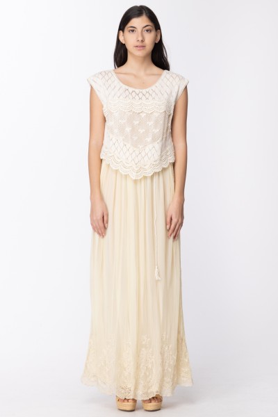 Twin-Set  Long dress with emboridered top TS62EC