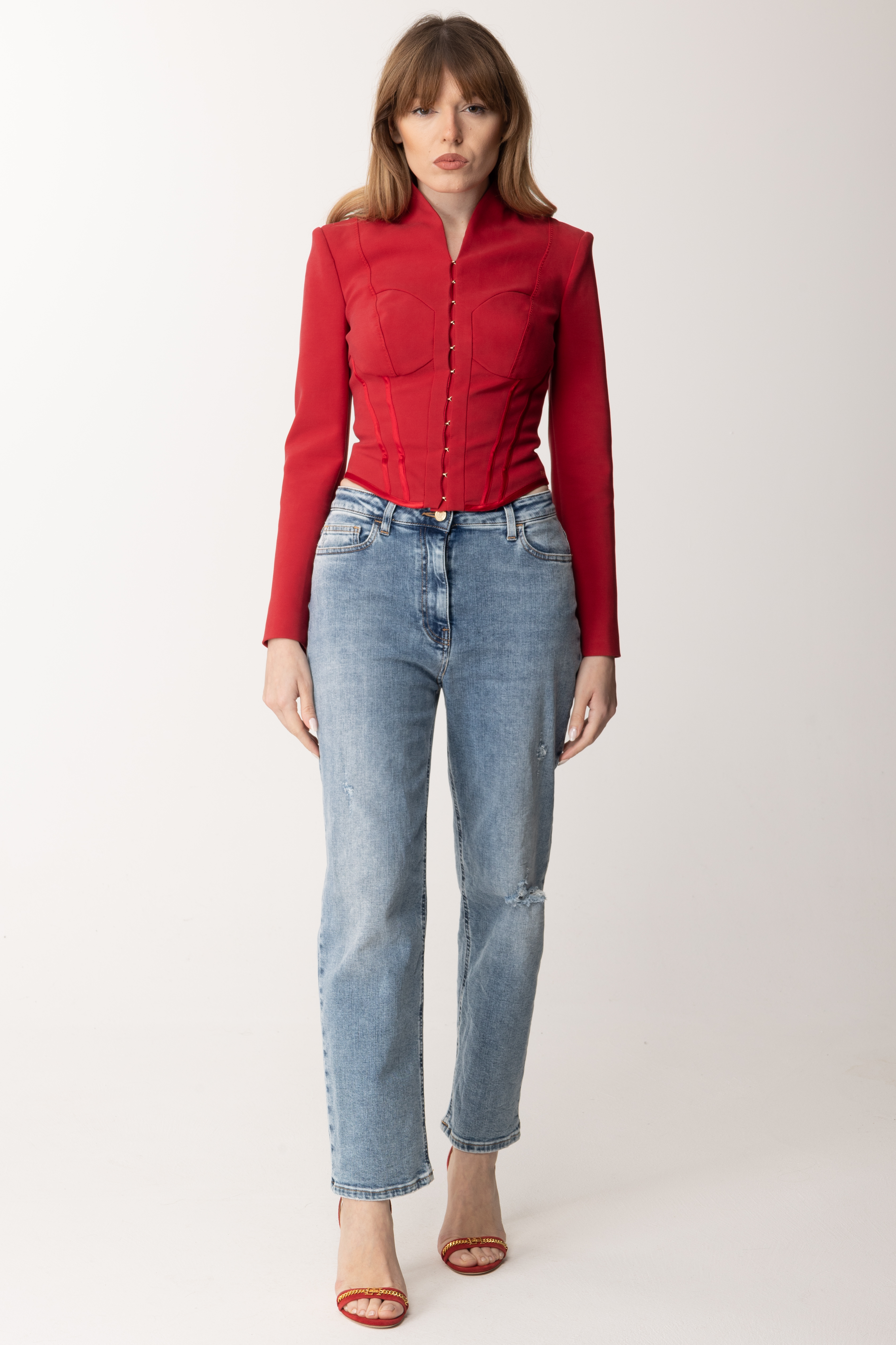 Preview: Elisabetta Franchi Bustier style jacket RED VELVET