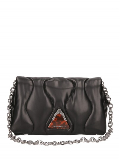 Just Cavalli  Large quilted shoulder bag with logo S11WG0234 BLACK
