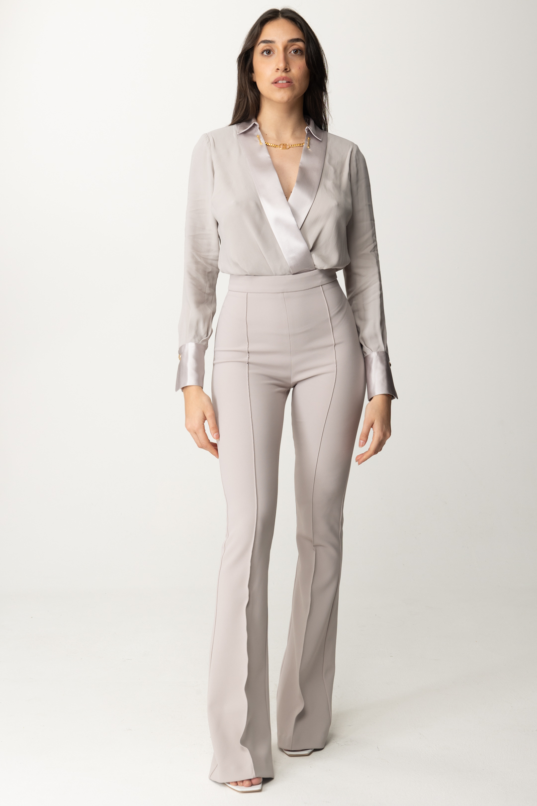 Preview: Elisabetta Franchi Combined Jumpsuit with Collar Accessory Perla