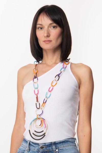 MiriamNori  Long necklace with circles 22GC04 Bronzo-Multicolor