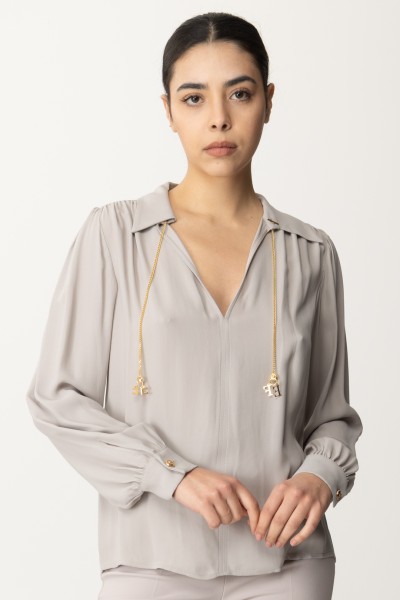 Elisabetta Franchi  Wide shirt with collar accessory CAT3041E2 PERLA
