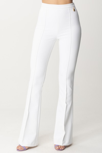 Elisabetta Franchi  Flare trousers with C charms PA02641E2 AVORIO