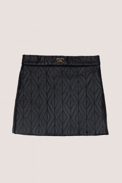 ELISABETTA FRANCHI BAMBINA  Quilted skirt with faux leather EFGO1450PE003N000 NERO